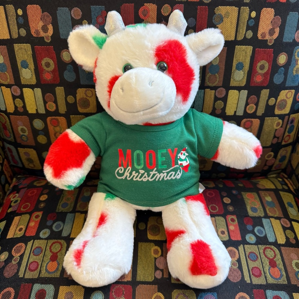 Build A Bear Christmas Cow 16" with Mooey Christmas T-Shirt